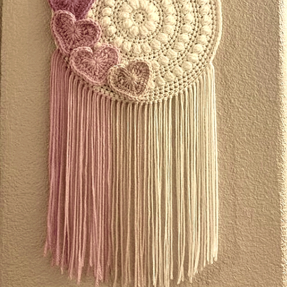 Handcrafted Pink and Cream Wall Hanging